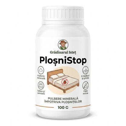 PloșniStop™ – Pulbere Minerală Anti-Ploșnițe pentru Saltea, Somieră și Plinte