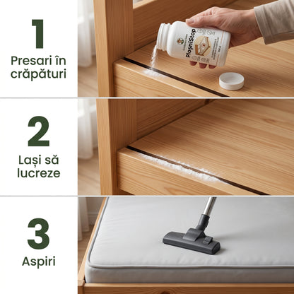 PloșniStop™ – Pulbere Minerală Anti-Ploșnițe pentru Saltea, Somieră și Plinte