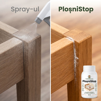 PloșniStop™ – Pulbere Minerală Anti-Ploșnițe pentru Saltea, Somieră și Plinte