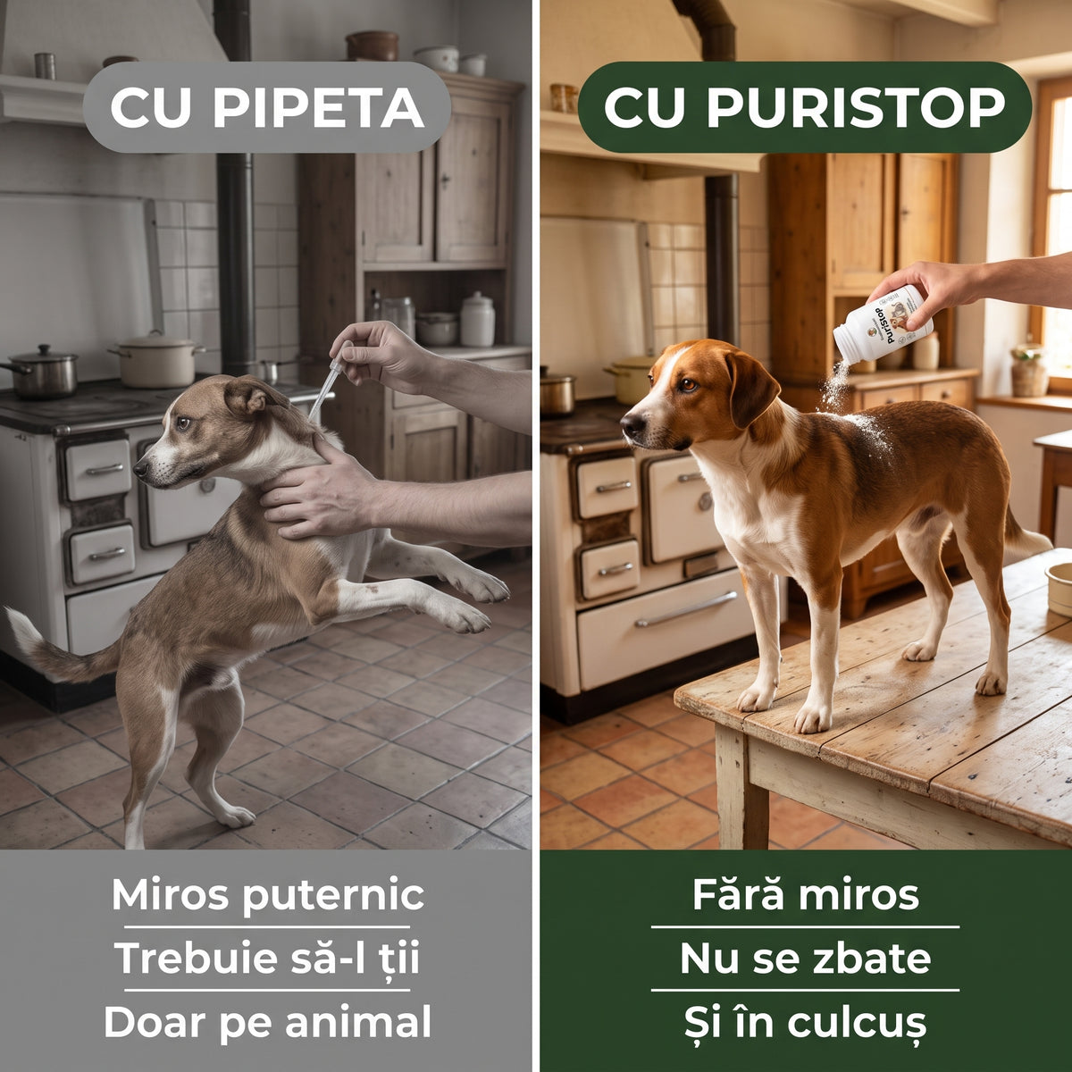 PuriStop™ – Pulbere Împotriva Puricilor pentru Câini și Pisici, minerală și fără miros