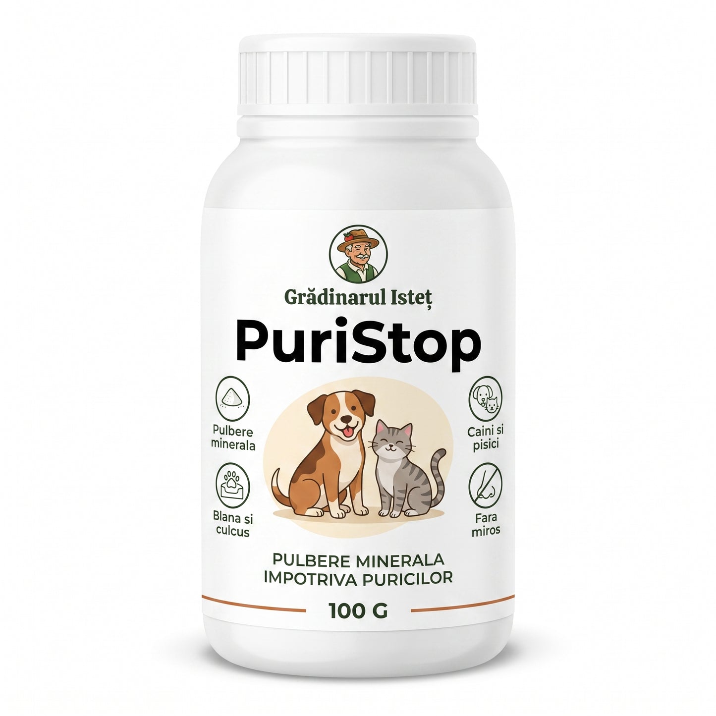 PuriStop™ – Pulbere Împotriva Puricilor pentru Câini și Pisici, minerală și fără miros