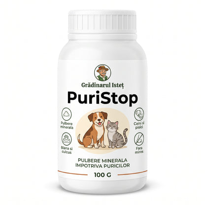 PuriStop™ – Pulbere Împotriva Puricilor pentru Câini și Pisici, minerală și fără miros