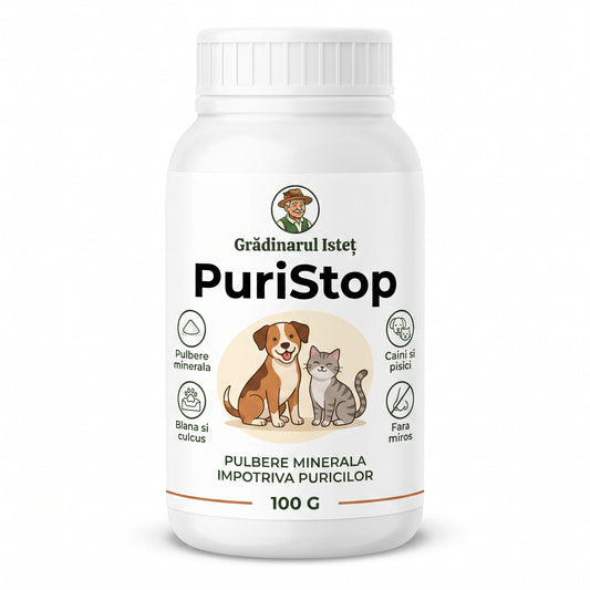 PuriStop™ – Pulbere Împotriva Puricilor pentru Câini și Pisici, minerală și fără miros
